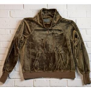 Anthropologie Sunday in Brooklyn Women's Olive Velour Cowl Neck Drawstring Sz S